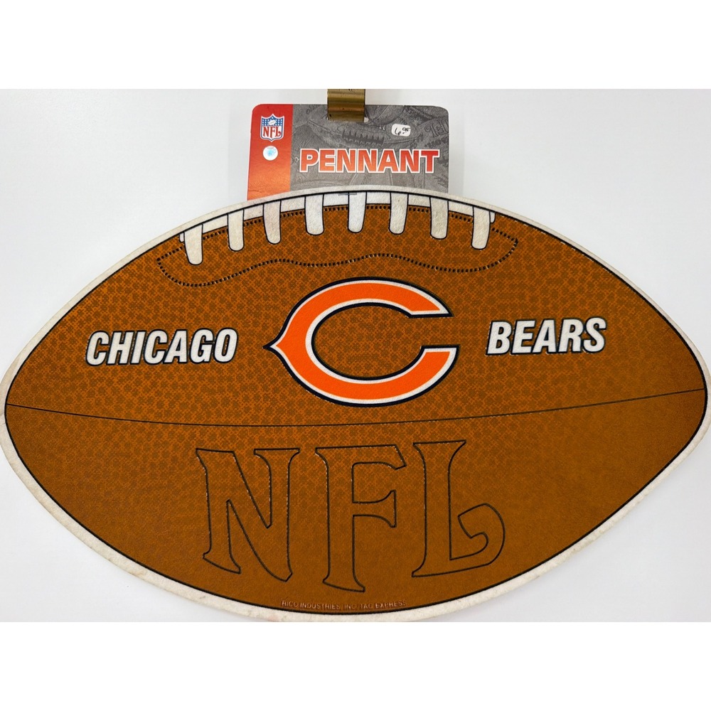 Chicago Bears NFL Football Shaped Pennant Rico Industries Vintage Wall Decor 18"